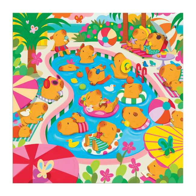 Galison/mudpuppy Capybara Pool Day 500 Piece Family Puzzle