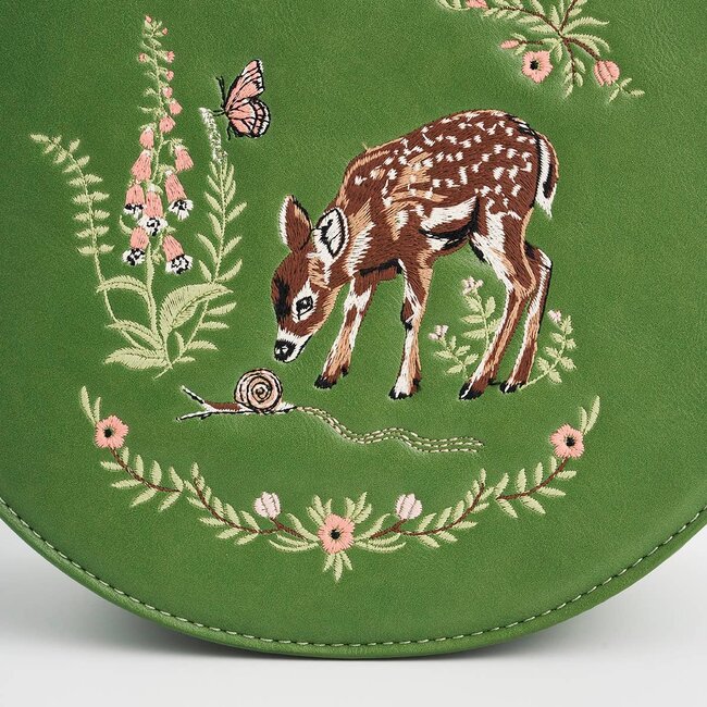 Fable England Fawn & Snail Green Embroidered Top Handle Bag
