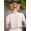 Bird Embroidery Short Sleeve Front Tie Top