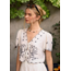 Bird Embroidery Short Sleeve Front Tie Top