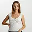 Floral Ribbed Sweetheart Neck Top - Heather Grey
