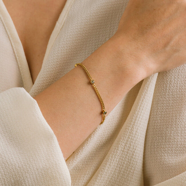 Lover’s Tempo Cira Cubic Zirconia Chain Bracelet - Gold - Waterproof