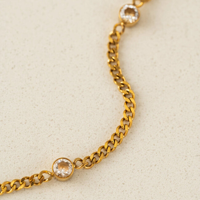 Lover’s Tempo Cira Cubic Zirconia Chain Bracelet - Gold - Waterproof