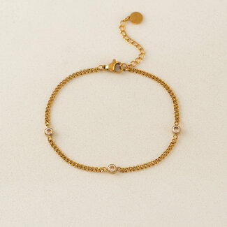 Lover’s Tempo Cira Cubic Zirconia Chain Bracelet - Gold - Waterproof