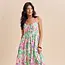Floral Embroidered Hem Midi Dress In Electric Fuschia