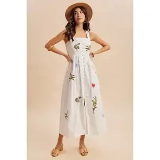 Large Embroidered Maxi Dress In White