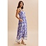 Resort Wear Border Print Maxi Dress In Indigo
