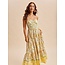 Cotton Piped Border Maxi Dress In Daffodil Multi