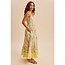 Cotton Piped Border Maxi Dress In Daffodil Multi