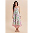 Floral Embroidered Hem Midi Dress In Electric Fuschia