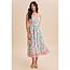Floral Embroidered Hem Midi Dress In Electric Fuschia