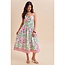 Floral Embroidered Hem Midi Dress In Electric Fuschia