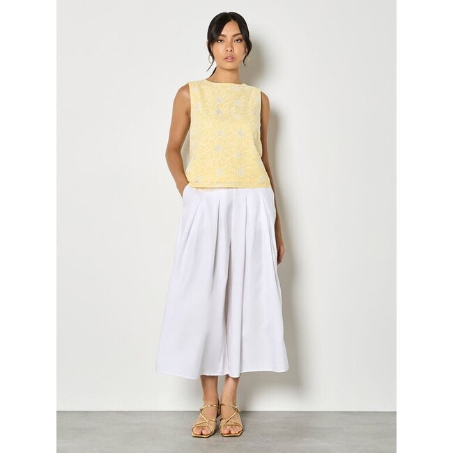 Apricot Yellow Sunflower Embroidered Shell Top