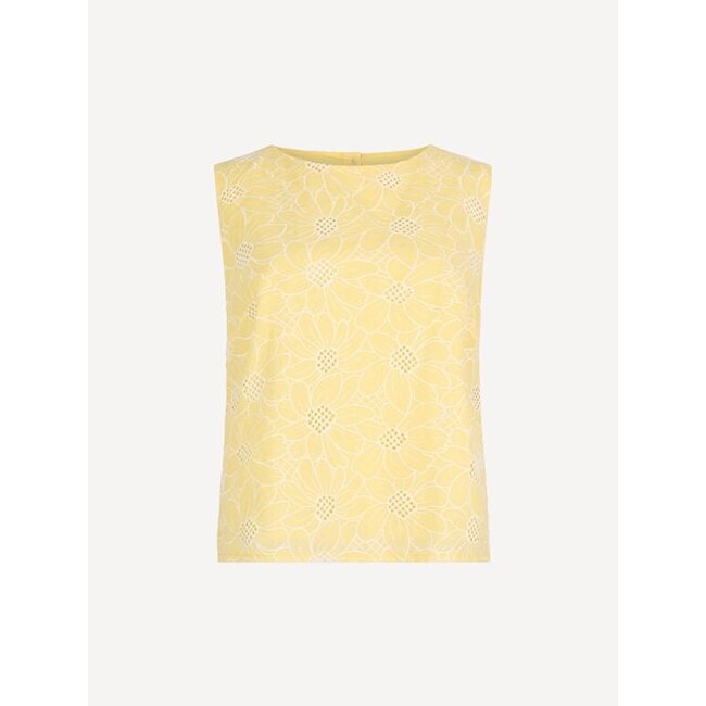 Apricot Yellow Sunflower Embroidered Shell Top