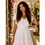 Apricot Sequin Embroidered Flower Ruffle Sleeve Dress