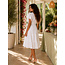 Apricot Sequin Embroidered Flower Ruffle Sleeve Dress