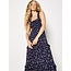 Apricot Ditsy Floral Smock Maxi Dress in Navy