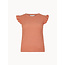Apricot Textured Jersey Ruffle Sleeve Tee in Coral