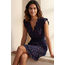 Annick Natasha Cherry Print Short Dress in Navy