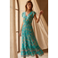Annick Lizette Floral Blue Button-Front Maxi Dress
