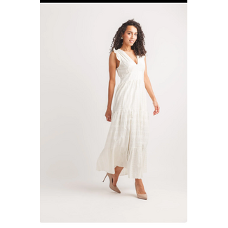 Papillon Metallic Printed V Neck Maxi Dress