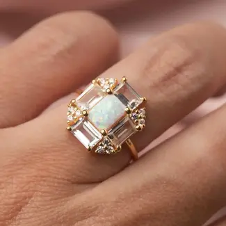 La Kaiser Opal & Topaz Baguette Fire Ring
