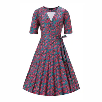 Matilda Green Strawberry Wrap Dress