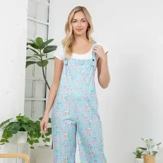 Retro Floral Wide Leg Overalls
