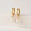Lover’s Tempo Amari Pearl Huggie CZ Hoop Earrings - Gold