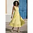 Yumi Butter Yellow Cotton Lace Trim Midi Dress