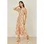 Yumi Multicolour Midi Tea Dress With Angel Sleeves