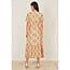Yumi Multicolour Midi Tea Dress With Angel Sleeves