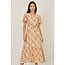 Yumi Multicolour Midi Tea Dress With Angel Sleeves