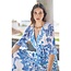 Yumi Blue Paisley Wrap Maxi Dress With 3/4 Sleeve
