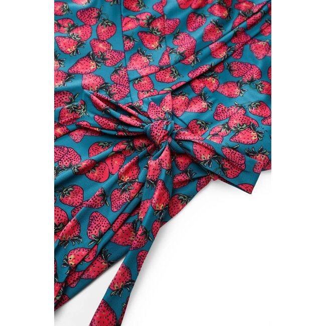 Matilda Green Strawberry Wrap Dress