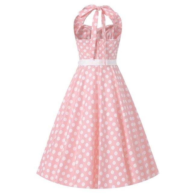 Daisy Light Pink Polka Dot Halter Dress