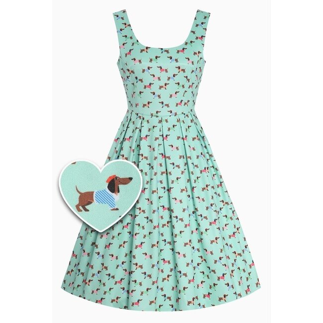 Amanda Mint Green Sausage Dog Swing Dress