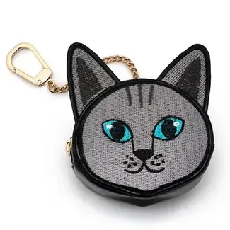 Bag Charm & Reusable Shopper Bag - Gray Cat / Kitten