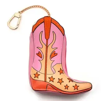 Bag Charm & Reusable Shopper Bag - Pink Cowgirl Boot