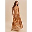 Smocked Border Print Maxi Dress In Sandalwood