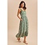 Sleeveless Border Print Maxi Dress In Bali Green