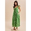 Cotton Floral Maxi Dress In Fern