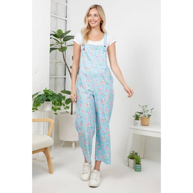 Retro Floral Wide Leg Overalls