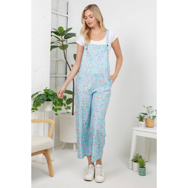 Retro Floral Wide Leg Overalls