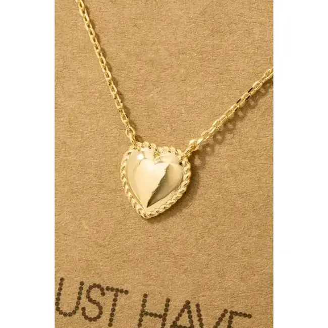 Gold Dipped Engraved Heart Pendant Necklace (more colours)