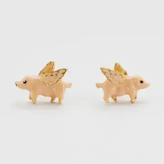 Fable England Flying Pig Stud Earrings