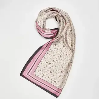 Fable England Deco Blooms Silky Lightweight Cream Scarf