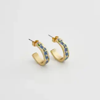 Fable England Blue Forget-Me-Not Hoop Earrings