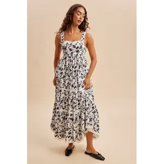 Floral Print Maxi Dress in Creme