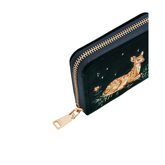 Fable England Fawn Embroidered Green Wallet